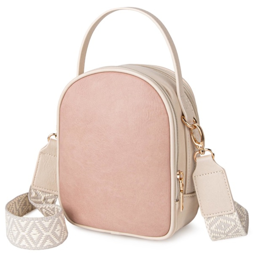 Elegant Pink and Cream Women's Bag With Handle and adjustable shoulder strap